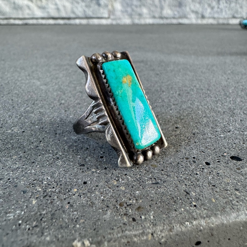 Vintage Navajo Sterling Sliver Turquoise Ring by Richard Begay